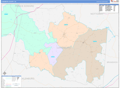 Lunenburg County, VA Digital Map Color Cast Style