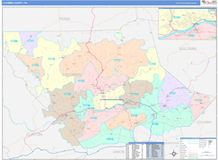 Lycoming County, PA Digital Map Color Cast Style