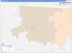 Macon County, TN Digital Map Color Cast Style