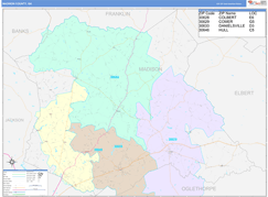 Madison County, GA Digital Map Color Cast Style