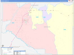 Madison County, ID Digital Map Color Cast Style