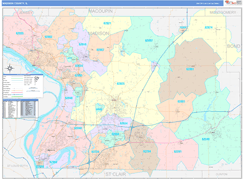 Madison County, IL Digital Map Color Cast Style