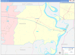 Madison Parish (County), LA Digital Map Color Cast Style