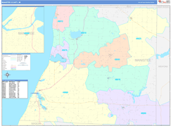 Manistee County, MI Digital Map Color Cast Style