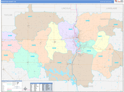 Marathon County, WI Digital Map Color Cast Style