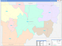 Maries County, MO Digital Map Color Cast Style