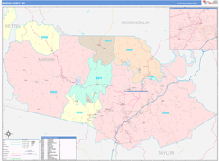 Marion County, WV Digital Map Color Cast Style