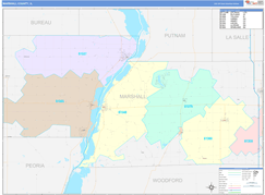 Marshall County, IL Digital Map Color Cast Style