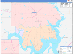 Marshall County, OK Digital Map Color Cast Style