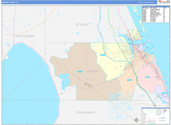 Martin County, FL Digital Map Color Cast Style