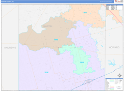 Martin County, TX Digital Map Color Cast Style