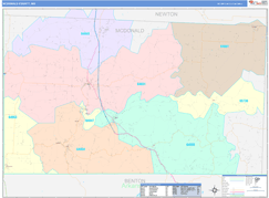 McDonald County, MO Digital Map Color Cast Style