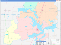 McIntosh County, OK Digital Map Color Cast Style