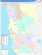 Mendocino County, CA Digital Map Color Cast Style