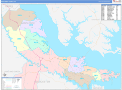 Middlesex County, VA Digital Map Color Cast Style