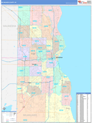 Milwaukee County, WI Digital Map Color Cast Style