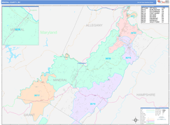 Mineral County, WV Digital Map Color Cast Style