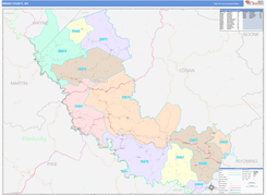 Mingo County, WV Digital Map Color Cast Style
