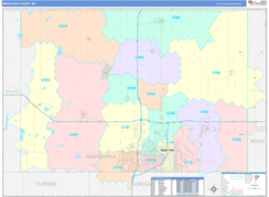 Minnehaha County, SD Digital Map Color Cast Style