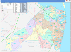 Monmouth County, NJ Digital Map Color Cast Style