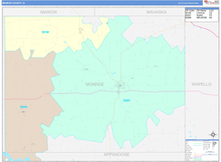 Monroe County, IA Digital Map Color Cast Style