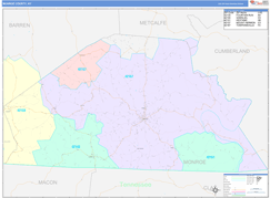 Monroe County, KY Digital Map Color Cast Style