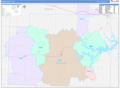 Monroe County, MO Digital Map Color Cast Style