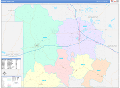 Monroe County, WI Digital Map Color Cast Style