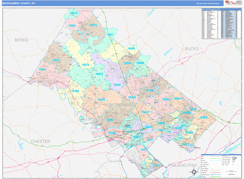 Montgomery County, PA Digital Map Color Cast Style