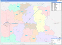 Mower County, MN Digital Map Color Cast Style