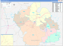 Muhlenberg County, KY Digital Map Color Cast Style