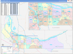 Multnomah County, OR Digital Map Color Cast Style