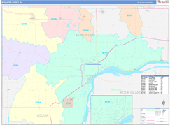 Muscatine County, IA Digital Map Color Cast Style