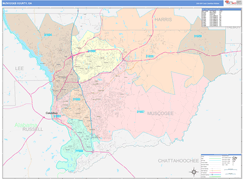 Muscogee County, GA Digital Map Color Cast Style