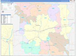 Muskingum County, OH Digital Map Color Cast Style