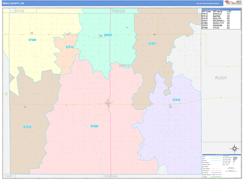 Ness County, KS Digital Map Color Cast Style