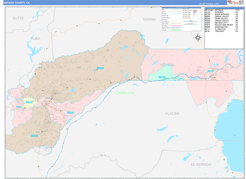 Nevada County, CA Digital Map Color Cast Style