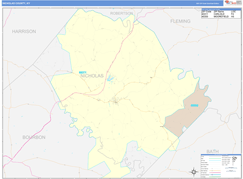 Nicholas County, KY Digital Map Color Cast Style