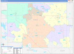 Noble County, IN Digital Map Color Cast Style