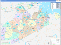 Norfolk County, MA Digital Map Color Cast Style