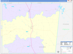 Noxubee County, MS Digital Map Color Cast Style