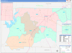 Obion County, TN Digital Map Color Cast Style