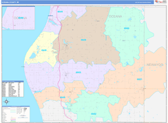 Oceana County, MI Digital Map Color Cast Style