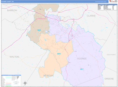 Oconee County, GA Digital Map Color Cast Style