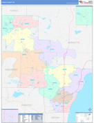 Oconto County, WI Digital Map Color Cast Style