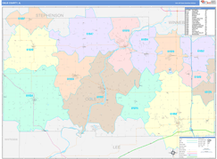Ogle County, IL Digital Map Color Cast Style