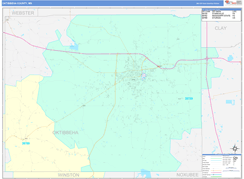 Oktibbeha County, MS Digital Map Color Cast Style