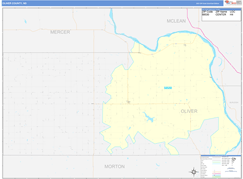 Oliver County, ND Digital Map Color Cast Style