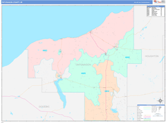 Ontonagon County, MI Digital Map Color Cast Style