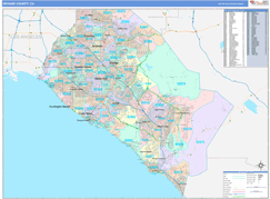 Orange County, CA Digital Map Color Cast Style
